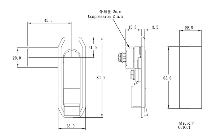 提轉型壓縮式門鎖 CTZ-7322