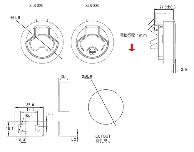 不鏽鋼圓型拉環式門鎖 SLS-320 & SLS-330