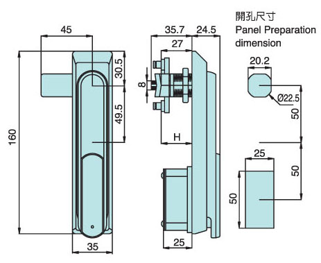 不鏽鋼防水型平面門鎖 SLS-870