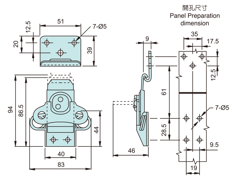 旋轉型拉動式搭扣 TSL-2011 