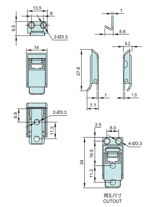 不鏽鋼彈簧迫緊式搭扣 TSL-163 系列