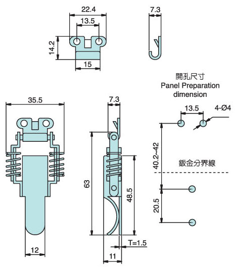 不鏽鋼彈簧迫緊式搭扣 TSL-3061