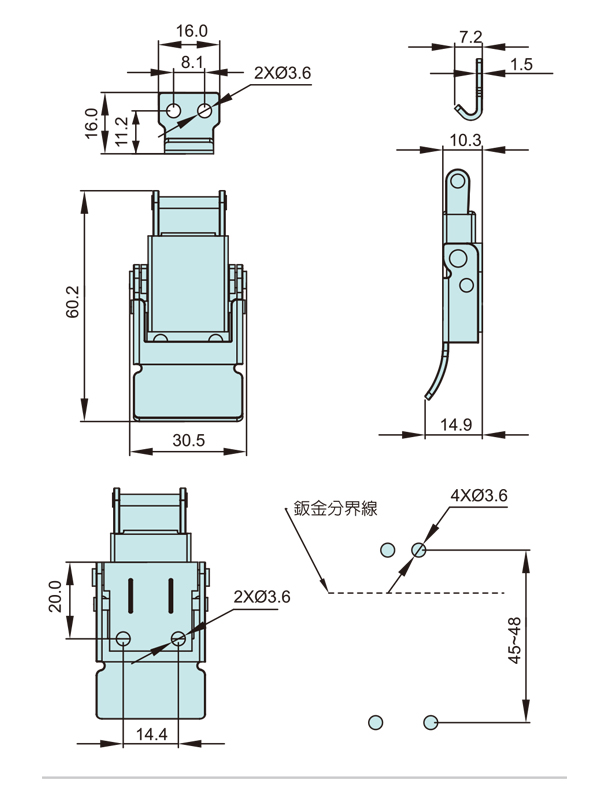 不鏽鋼彈簧迫緊式搭扣 TSL-168