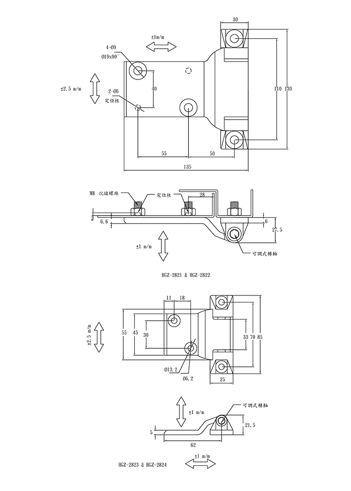 重承載型可調式鉸鏈 HGZ-282 系列