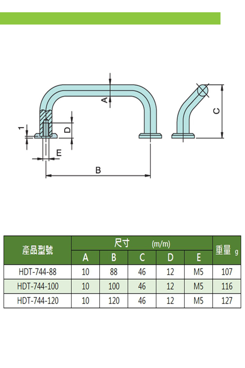 鐵製圓棒型把手 HDT-744系列