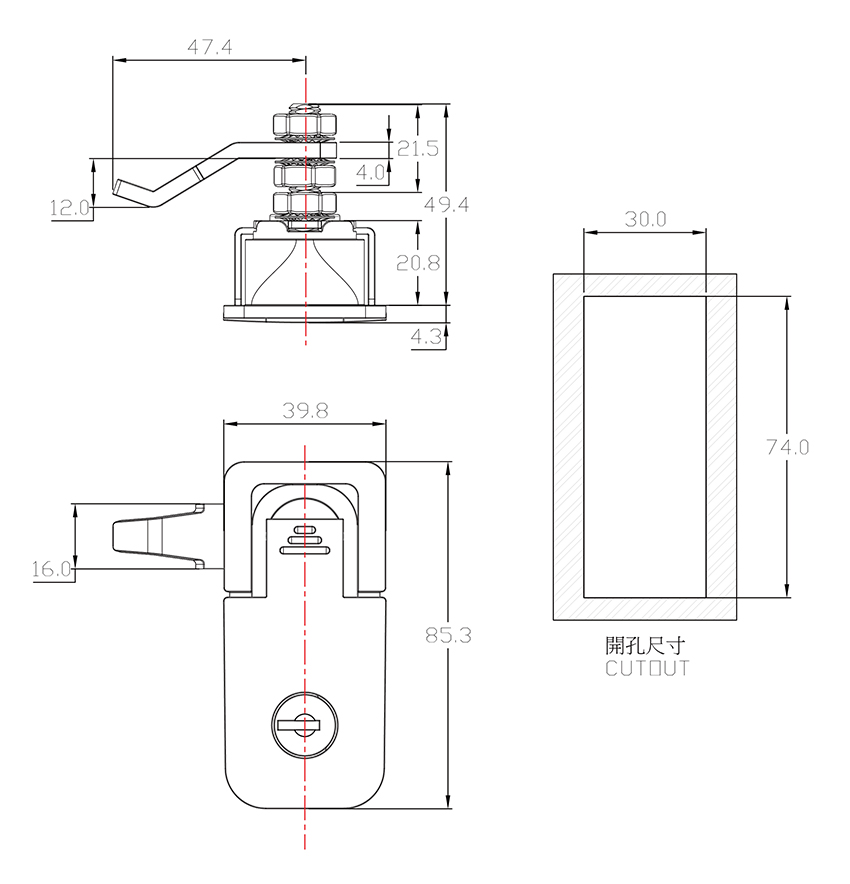 提轉型壓縮式門鎖 CTZ-726-K-BK