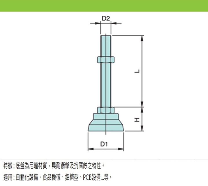 LAN-101-2 Series Nylon Base Level Adjuster