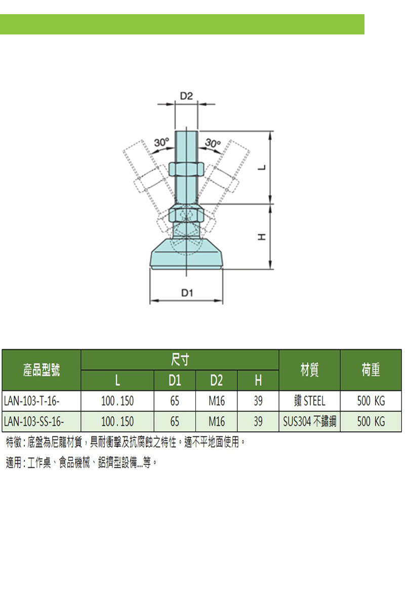 萬向腳架 LAN-103系列