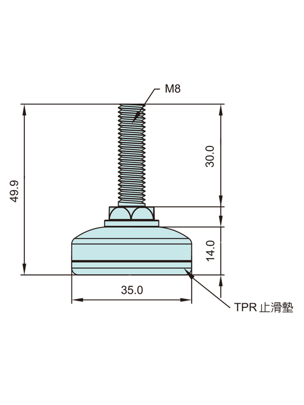 小型水平調整腳架 LAT-35-M8-30