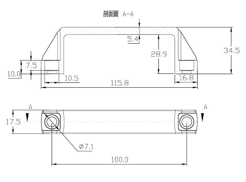 不鏽鋼U型把手 HDS-0058-100