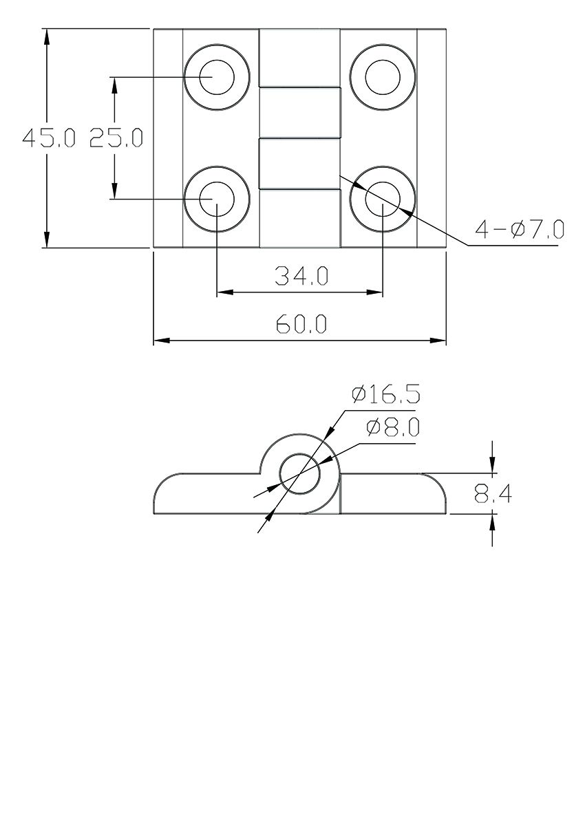 HGN-34B Plastic Butt Hinge