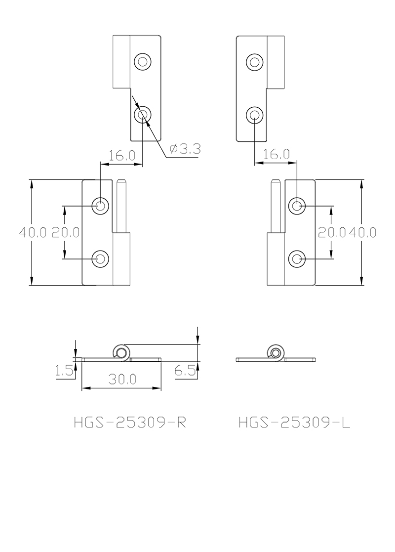 快拆式不鏽鋼鉸鏈 HGS-25309