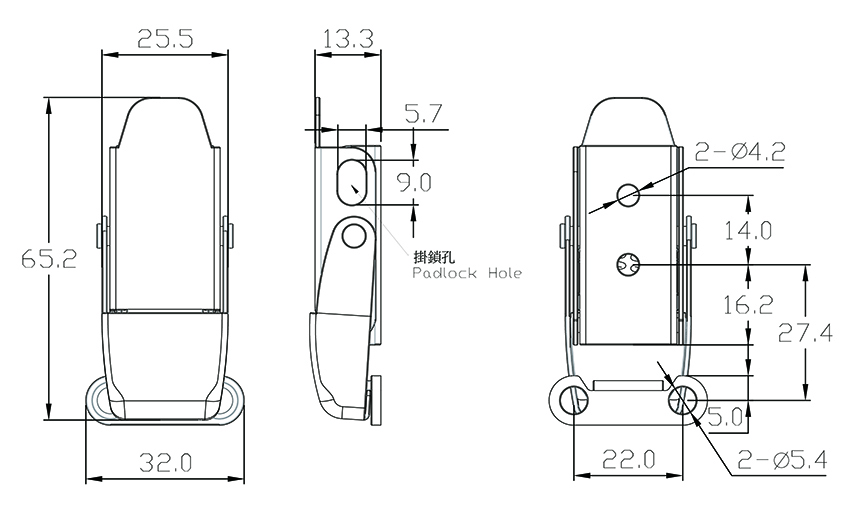 不鏽鋼上偏心型箱扣 TSL-108-4N