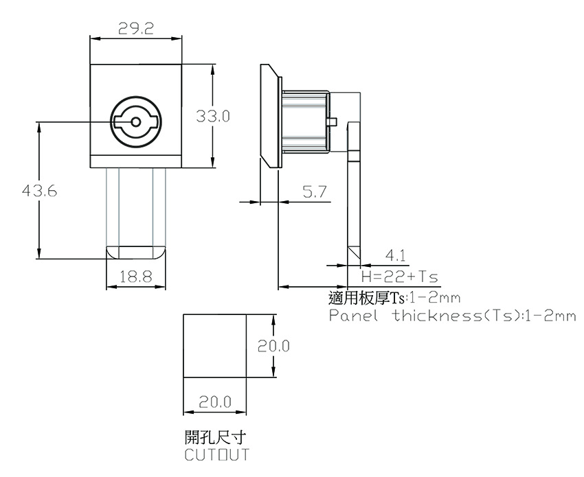 不鏽鋼防水型平面門鎖 SLS-817