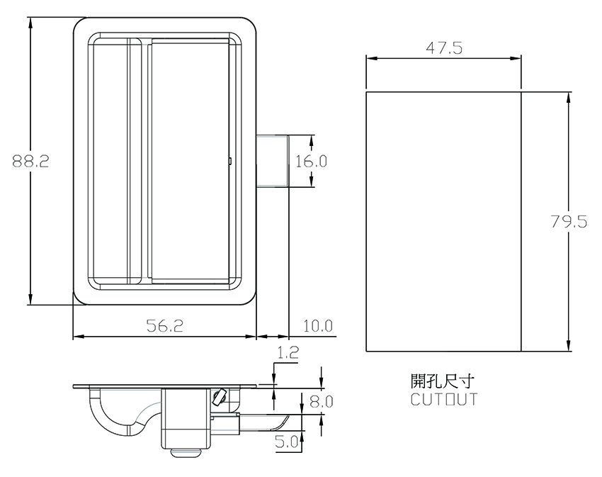 平面閘式門扣 DLS-110