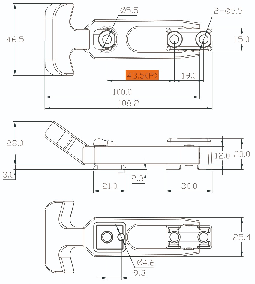 TSL-A78-1 Under-Center Draw Latch(Rubber)