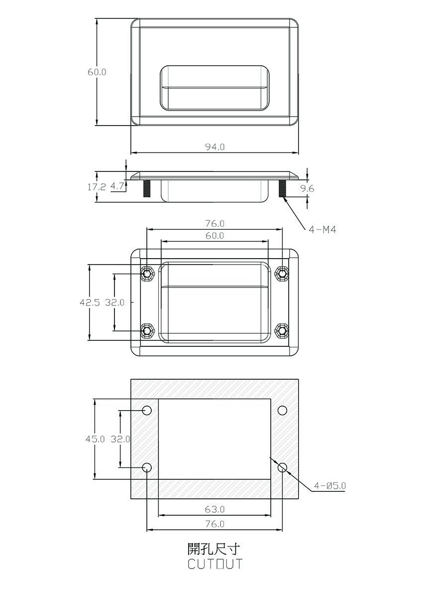 不鏽鋼取手 HPS-1190-T