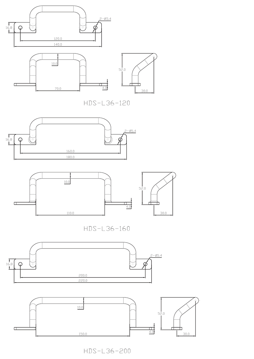 不鏽鋼圓棒型把手 HDS-L36系列