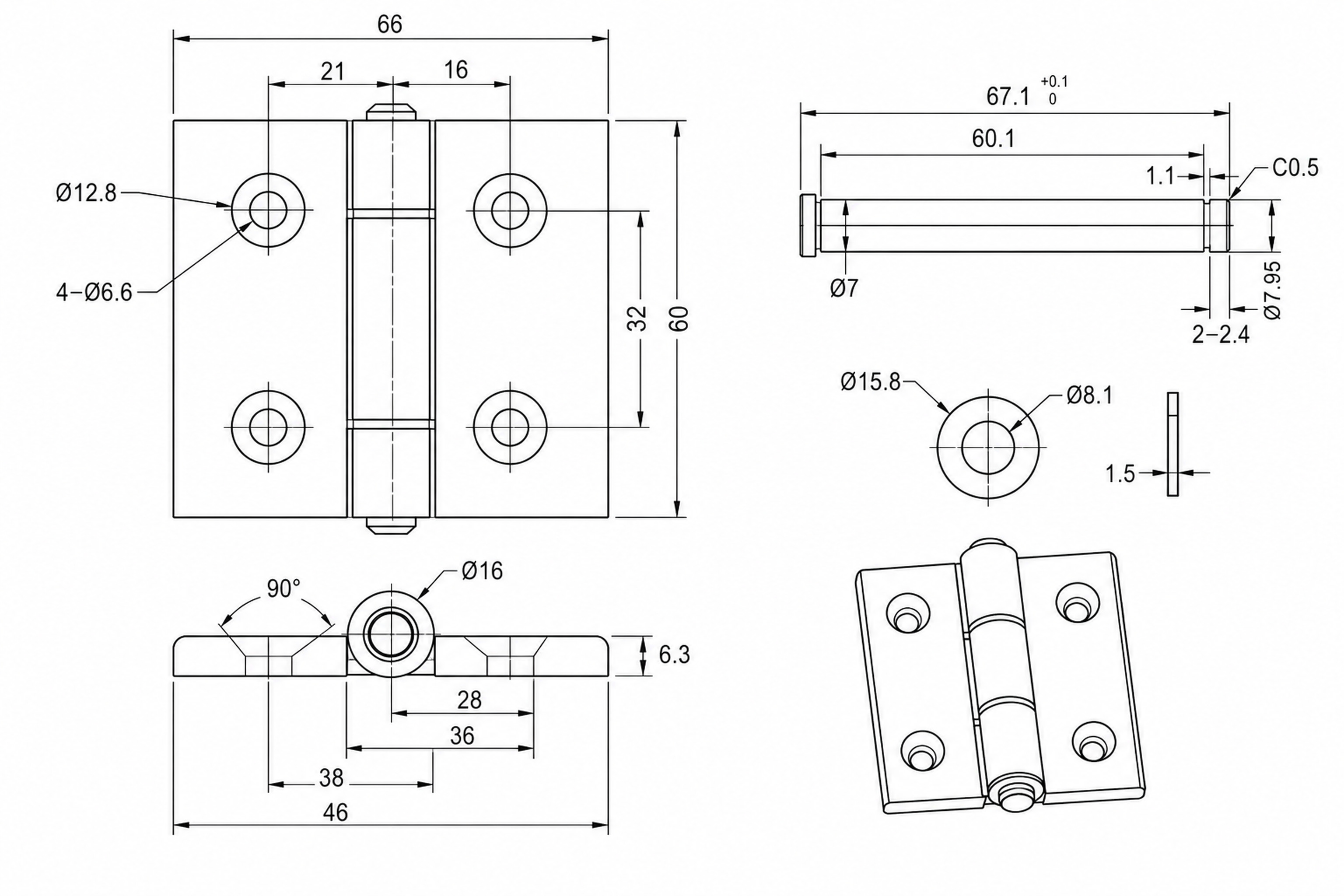 Aluminum Alloy Heavy Duty Hinge