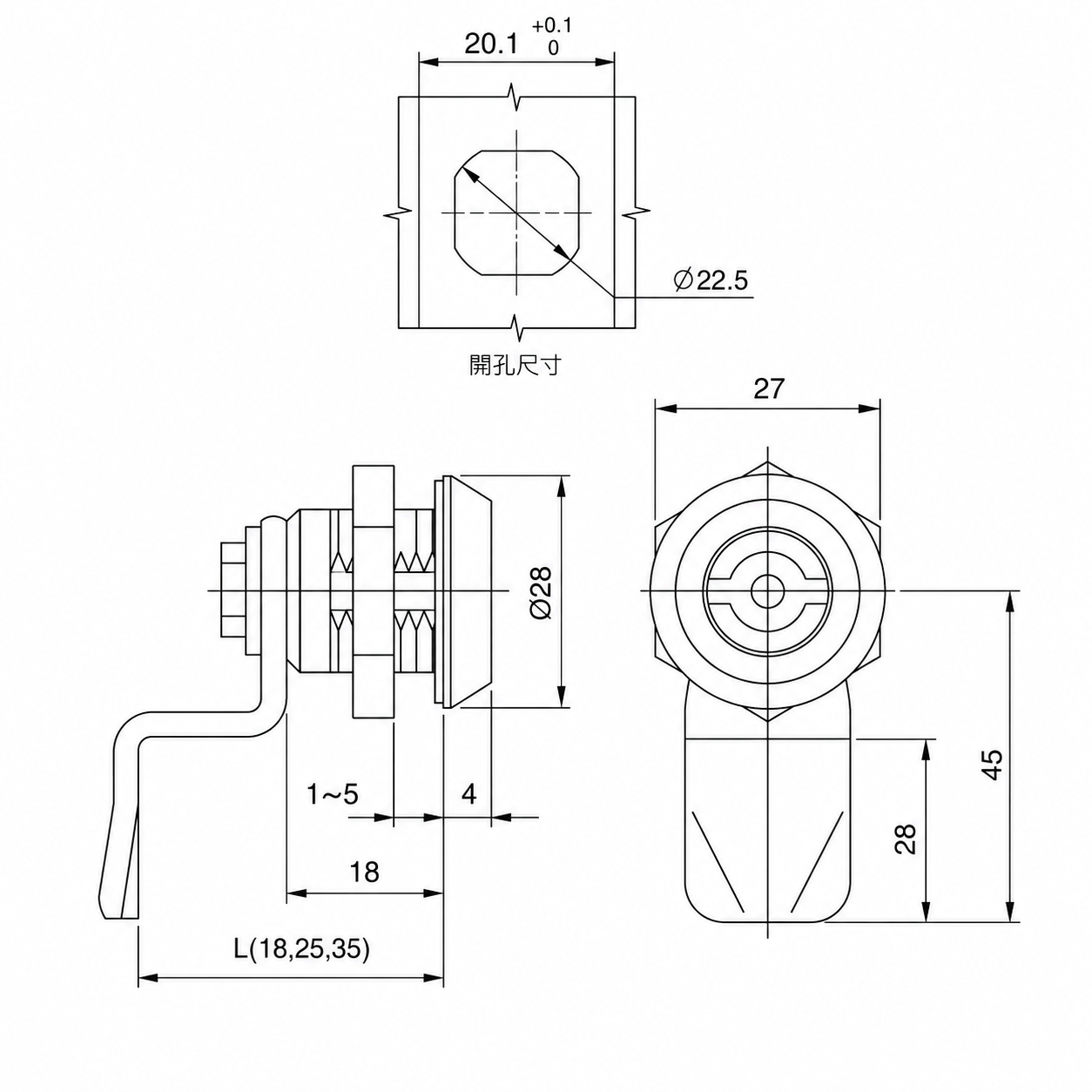 SLS-705-4 Stainless Steel Cam Lock